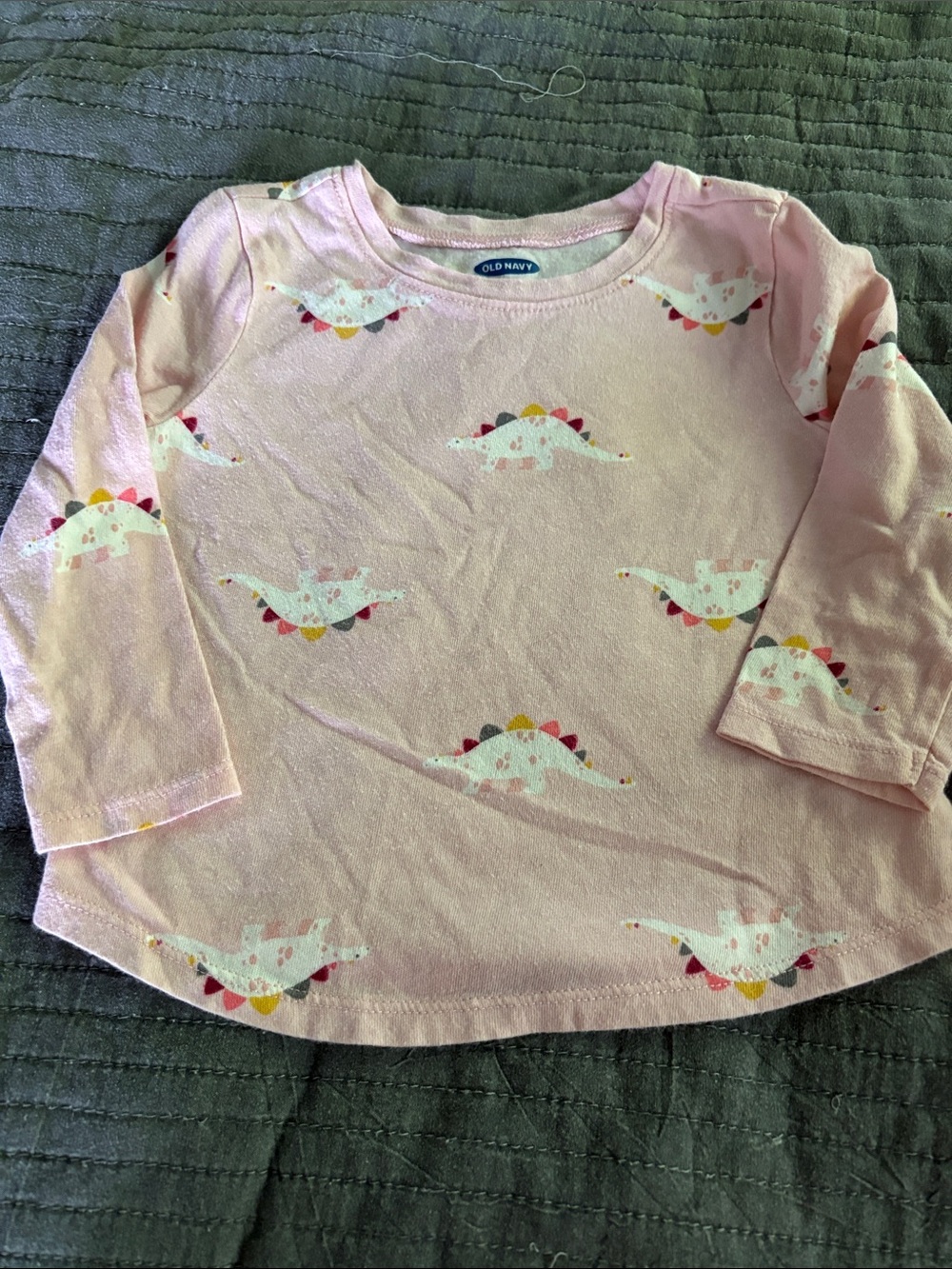Old Navy Light Pink Dinosaur Pattern Long Sleeve Tee